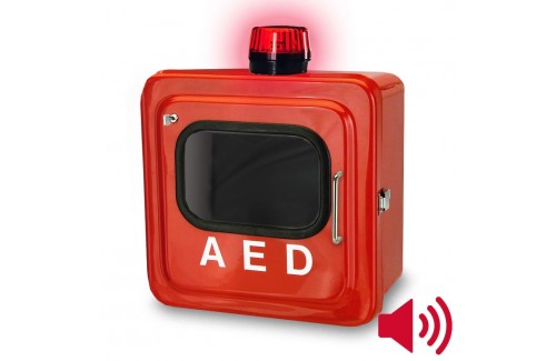 Outdoor Red AED Cabinet with Audible Alarm and Strobe Light